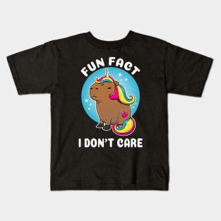 Fun fact I don't care Cartoon Capybara Unicorn Kids T-Shirt